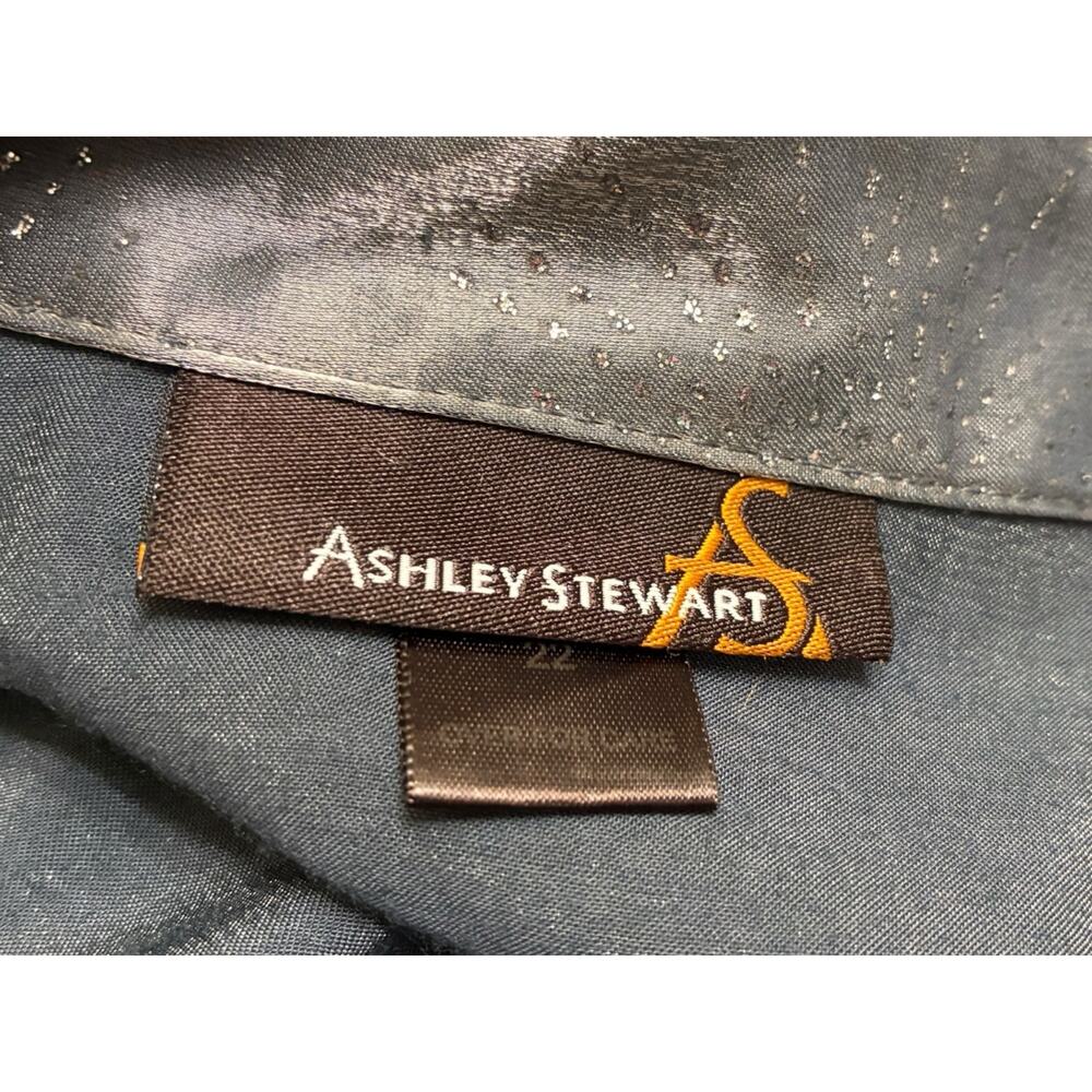 Ashley Stewart rhinestone metallic button down blouse - Picture 6 of 7